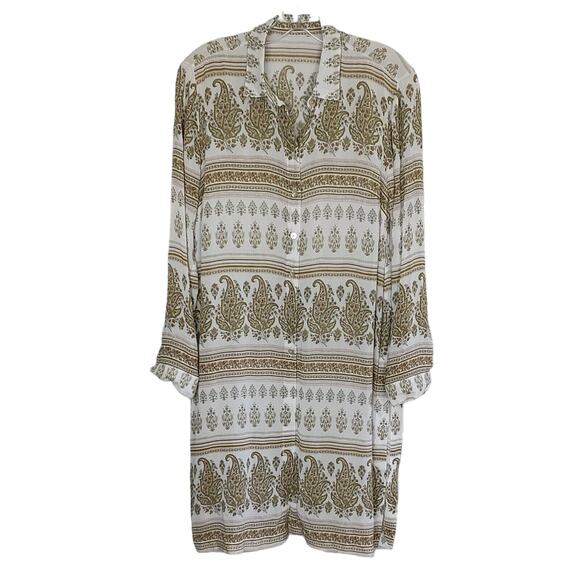 J. Jill Women's Long Sleeve Button Down Slits Hem Paisley Tunic Dress Size S - Picture 1 of 8